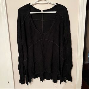 Free People thermal waffle shirt size medium distressed
